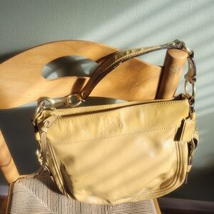 Coach patent leather tan shoulder bag